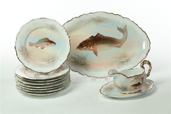 TEN-PIECE LIMOGES FISH SET.  France