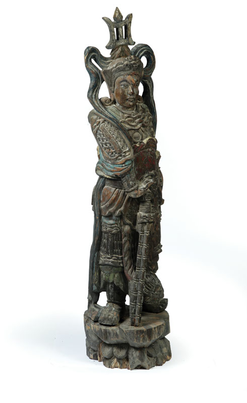 CARVED GUARDIAN FIGURE.  China  late
