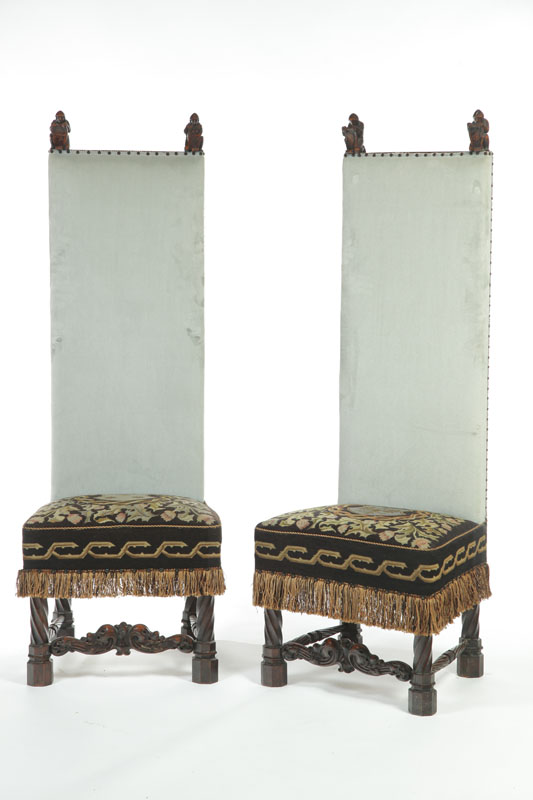 PAIR OF RENAISSANCE REVIVAL HIGH-BACK