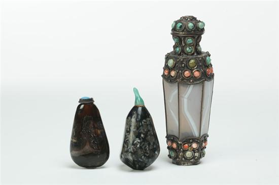 THREE SNUFF BOTTLES.  China  20th