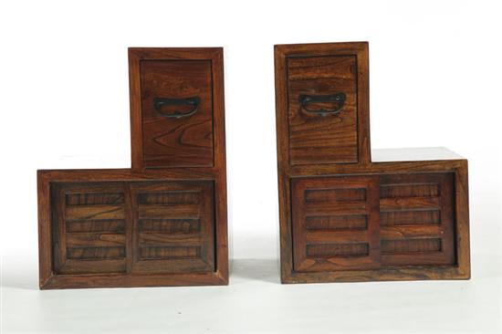 PAIR OF STEPPED STORAGE CABINETS.