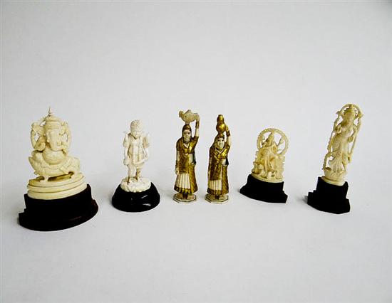 SIX IVORY CARVINGS.  Asian  1st