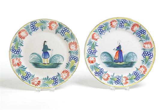 PAIR OF QUIMPER CHARGERS.  France  late