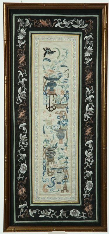 SEVEN EMBROIDERY PANELS.  China