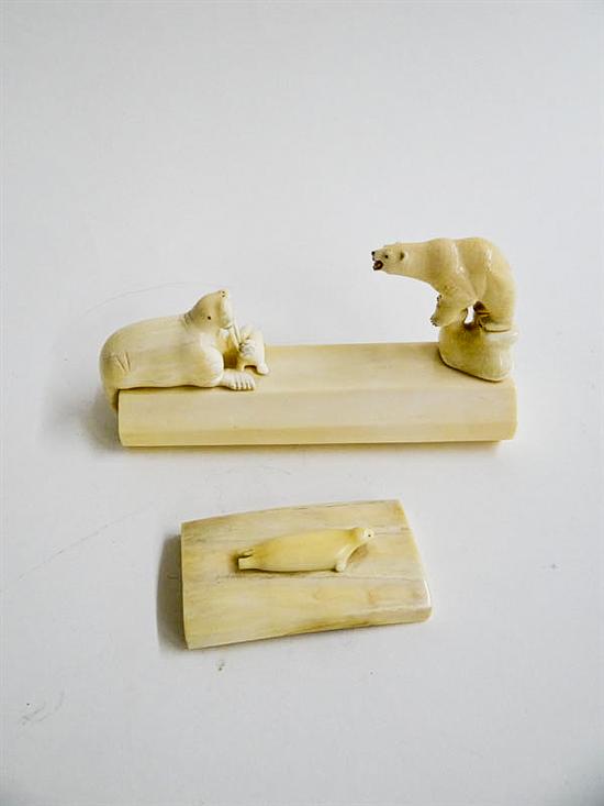 TWO IVORY CARVINGS Inuit 1st 115ee5