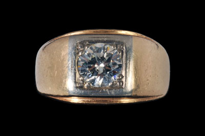 Gents solitaire diamond ring round 1147c2