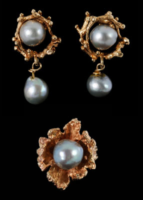 Baroque gray pearl earrings and 1147e2