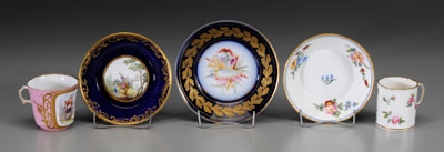 Five pieces Sevres porcelain: shallow