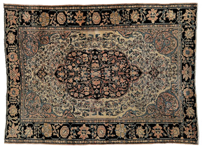 Ferahan Sarouk rug, blue central