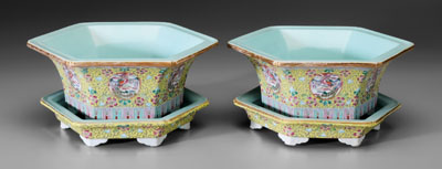 Pair Chinese famille rose planters