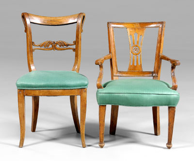 Two Continental fruitwood chairs  114849