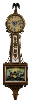 Federal style banjo clock, brass