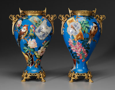 Pair aesthetic movement ceramic vases: