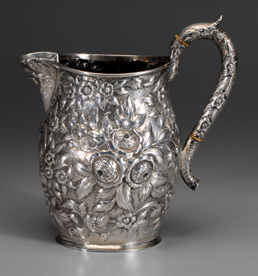 Warner coin silver pitcher flattened 11487f