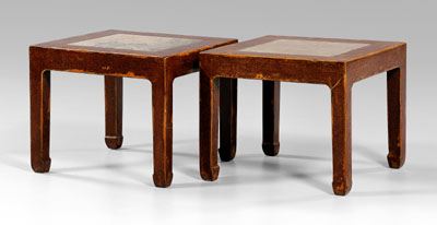 Pair Chinese low tables: mortise-and-tenon