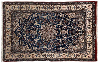 Isfahan silk rug, ivory central