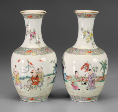 Pair Chinese famille verte vases  1148b5