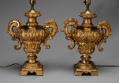 Pair Italian Baroque urn form lamps  1148c6