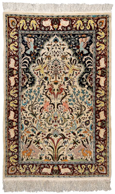 Hereke silk meditation rug, tree