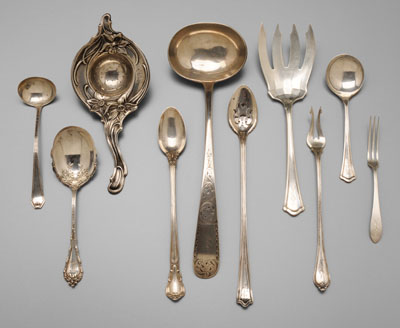 26 pieces assorted silver flatware: