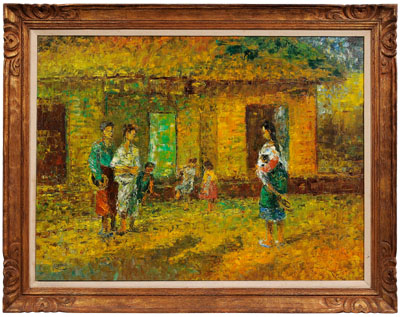 Painting signed "E Groeg", figures