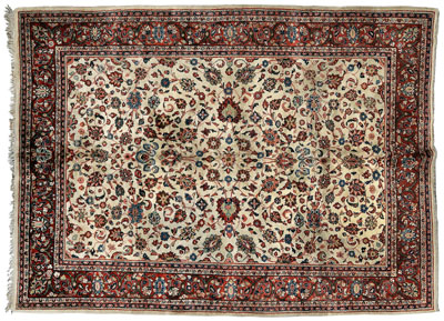 Sarouk rug, repeating floral and vine