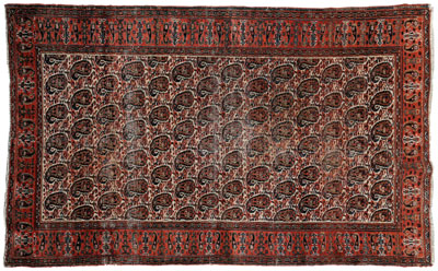 Persian rug, rows of guls on ivory