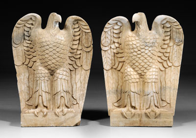 Pair carved marble eagles variegated 1148f0