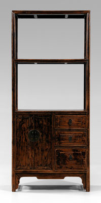 Chinese black-lacquered bookcase, mortise-and-tenon