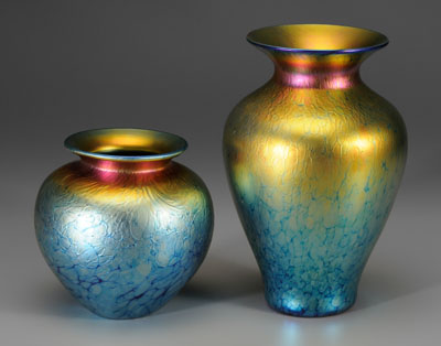 Two Lundberg art glass vases, both