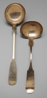 Two silver ladles: one coin silver