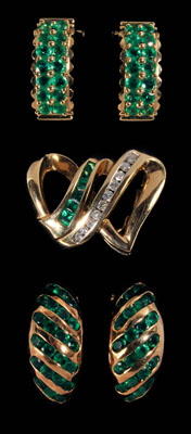 Emerald and diamond jewelry pair 1148fd