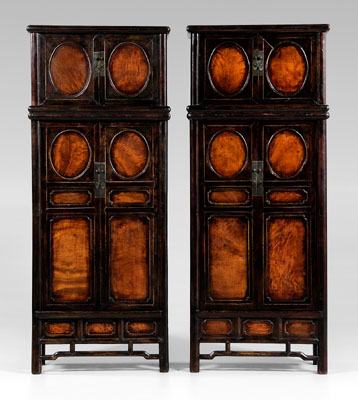 Pair Chinese compound cabinets: