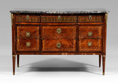 Louis XVI marble-top inlaid commode,