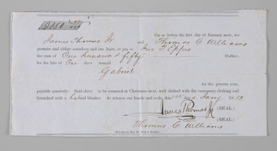 1853 slave promissory note partially 11492c