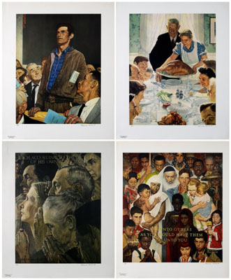 Four Norman Rockwell collotypes