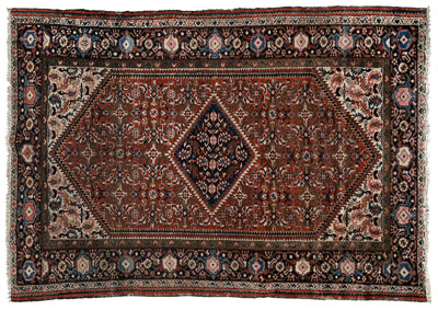 Hamadan rug serrated central diamond 114938