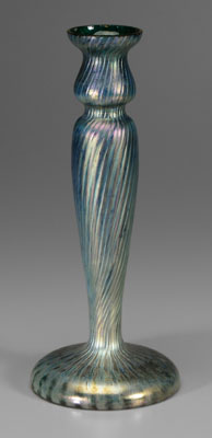 Art glass candlestick vase spiraled 114952