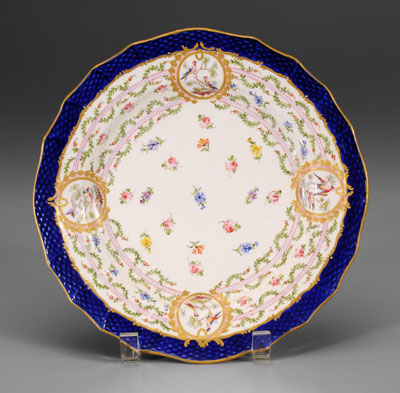Finely decorated Sevres plate, border