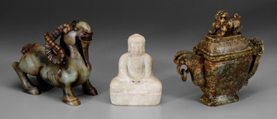 Three Chinese softstone carvings: