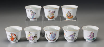 Set of eight Chinese wine cups: