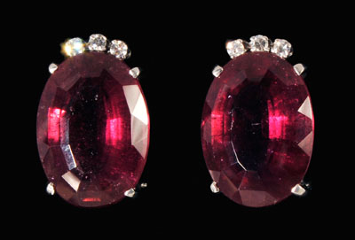 Pink tourmaline, diamond earrings: