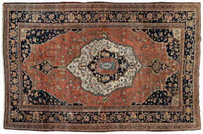 Ferahan Sarouk rug, ivory and blue
