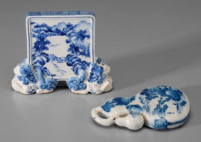 Two Japanese scholars objects: blue