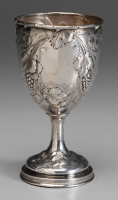 Forbes coin silver goblet, repousse