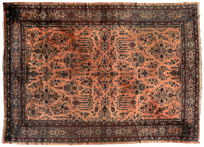 Fine Kashan rug, repeating vases
