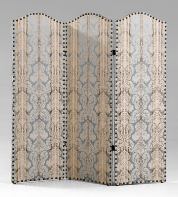 Upholstered three-panel room screen,