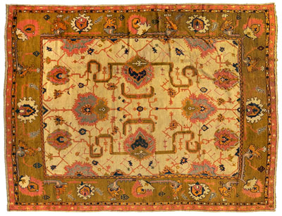 Fine Oushak rug interlocking floral 1149f3