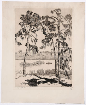 Walter Ronald Locke etching (Florida,