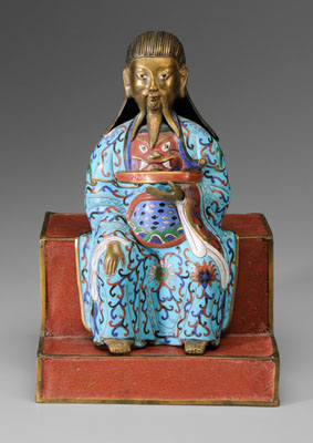 Chinese cloisonné figure of Guandi,
